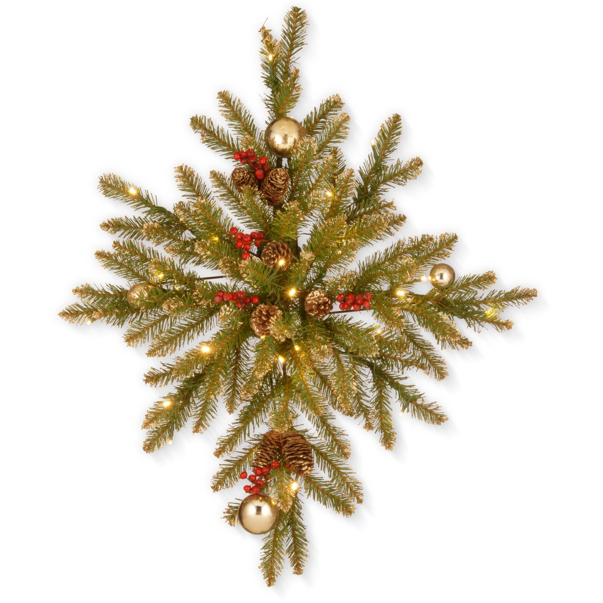 National Tree Company 32 in. Glittery Gold Dunhill Fir Bethlehem Star with Battery Operated LED Lights - 32 in