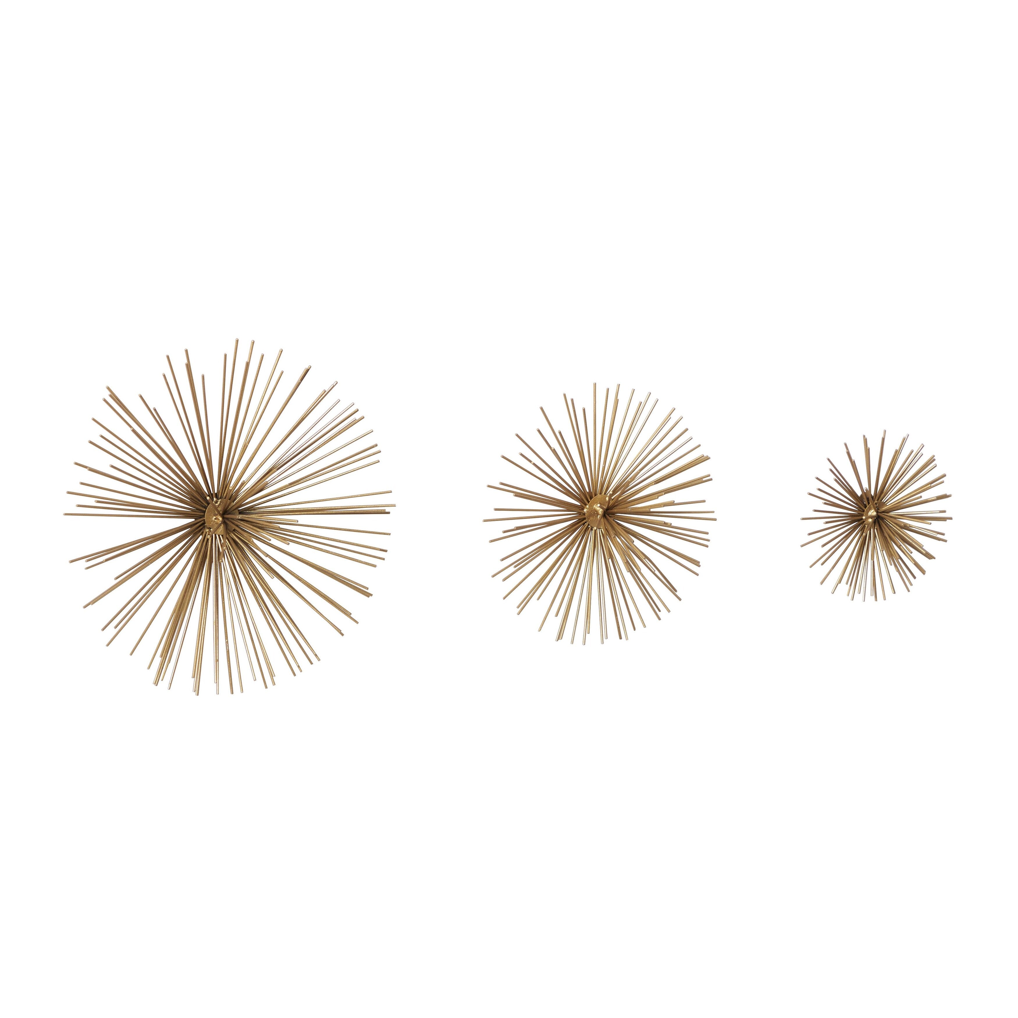 Metal Starburst 3D Home Wall Decor - Set of 3 Gold or Silver - CosmoLiving by Cosmopolitan