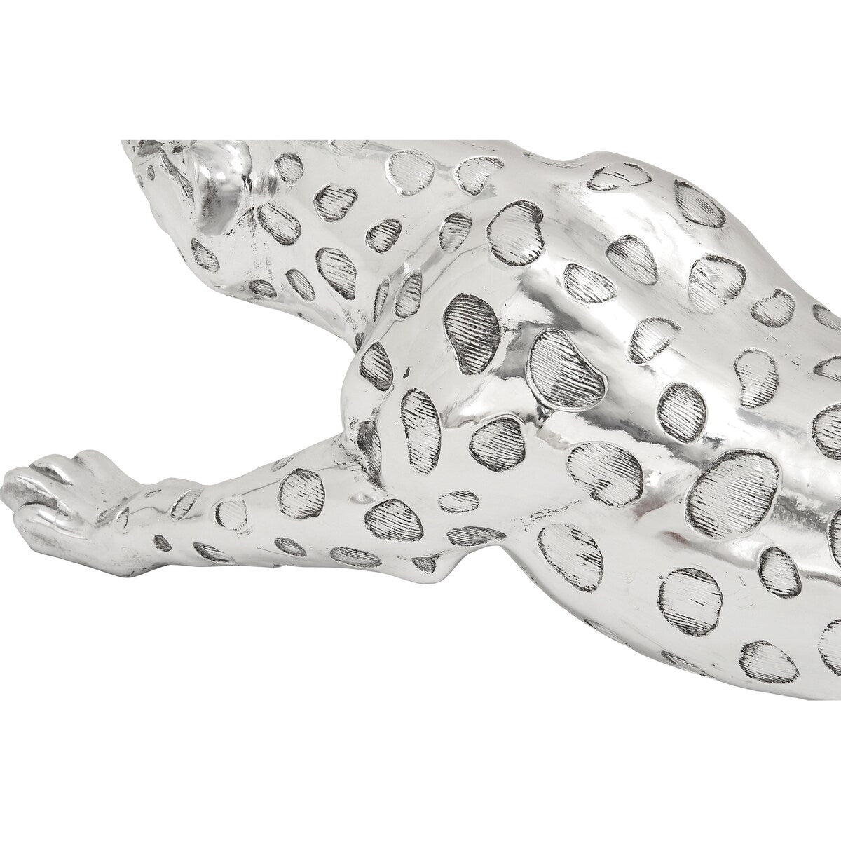 Polystone Leopard Decorative Sculpture - Silver - Roche River Decor