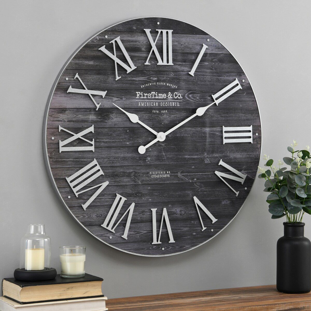 FirsTime & Co. Emmett Farmhouse Shiplap 27-in. Round Wall Clock