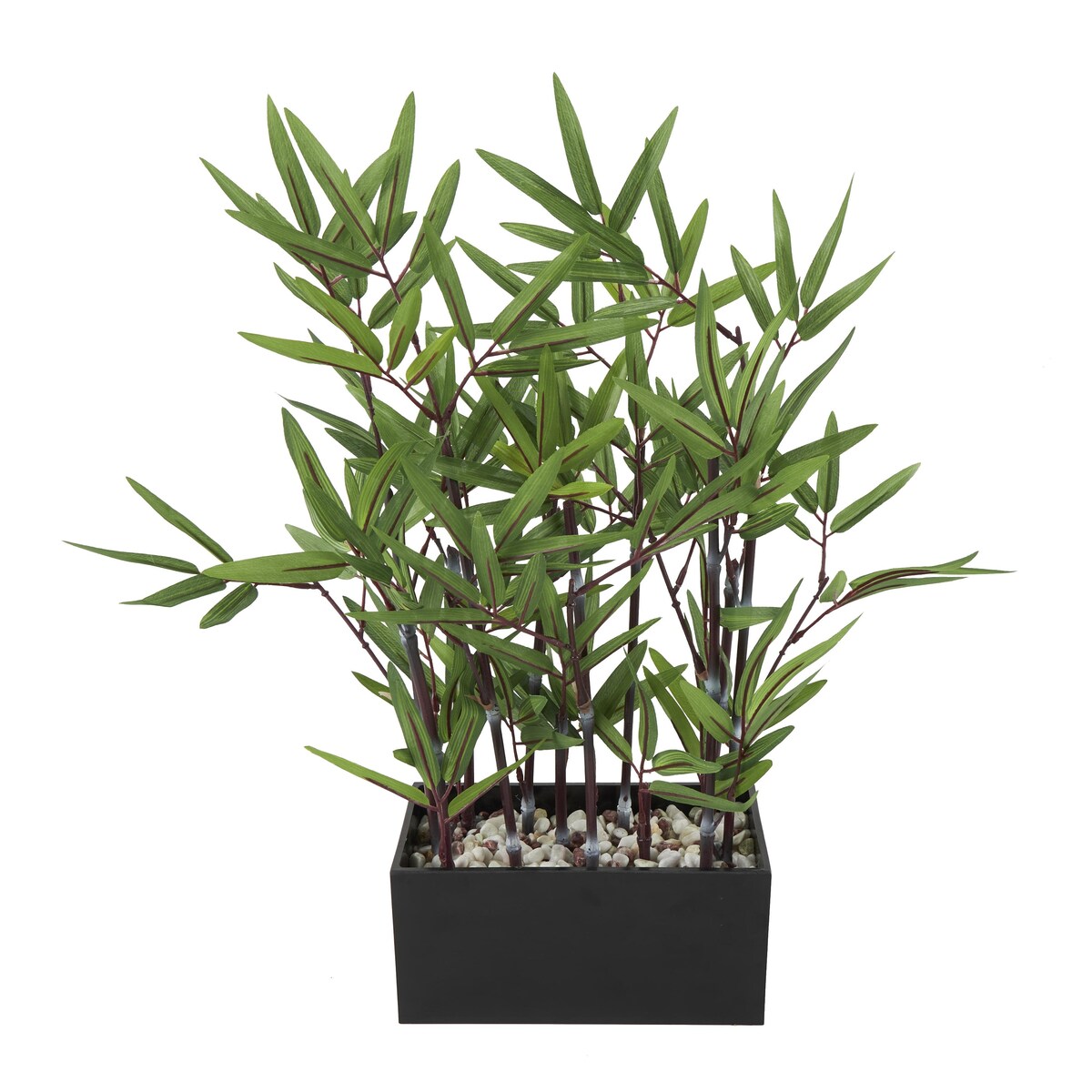 Faux Foliage Artificial Plant with Black Melamine Pot - Green - Roche River Decor