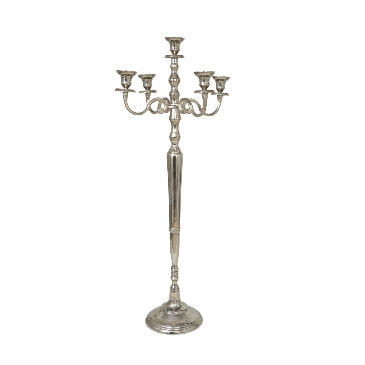 Aluminum Metal Tall Floor 5 Candle Candelabra - Gold or Silver - Roche River Decor