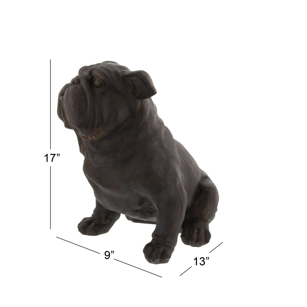 Polystone Bulldog Weathered or Distressed Sitting Decorative Sculpture - Brown - Roche River Decor