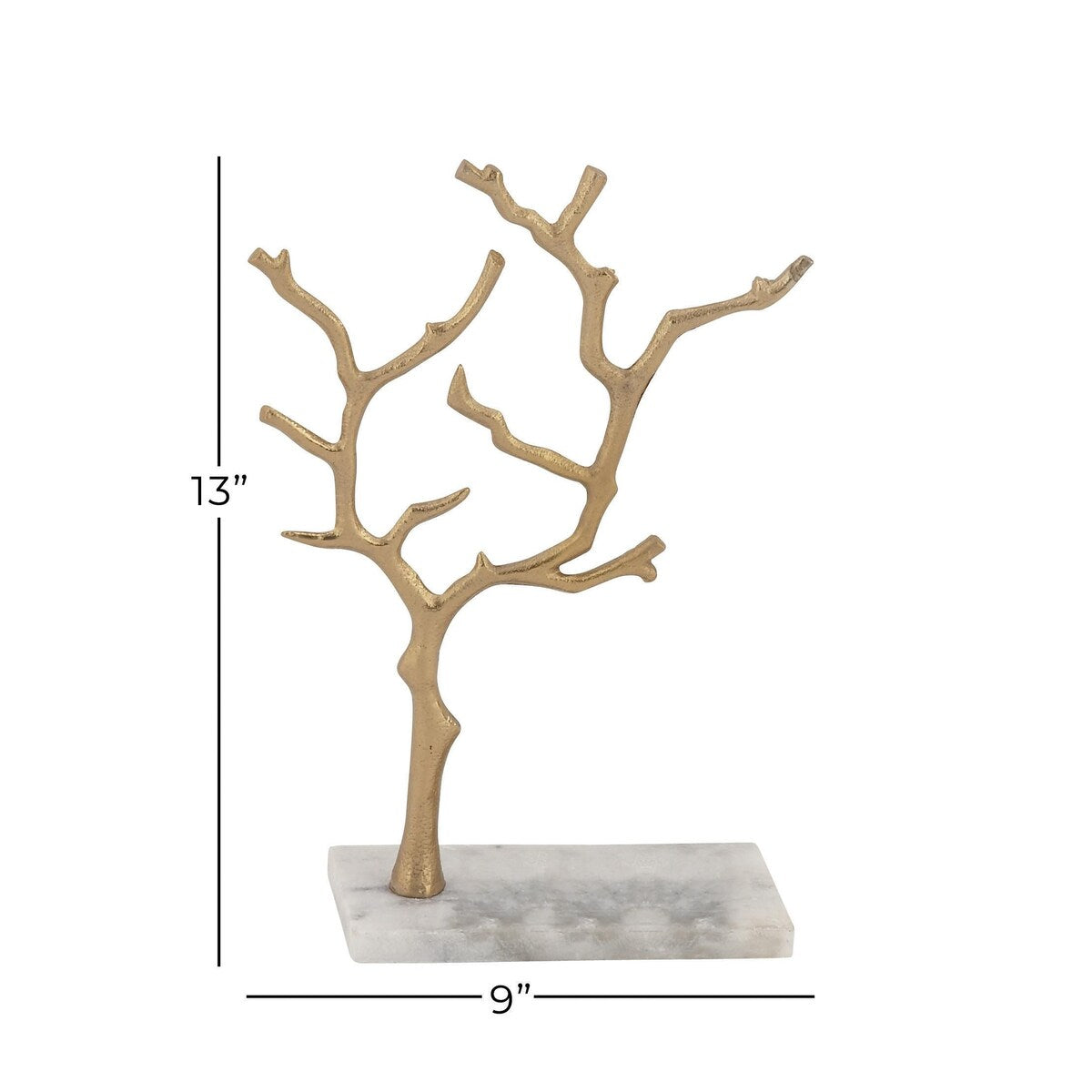 Marble Tree Jewelry Stand with Rectangular Base - Gold or Silver - CosmoLiving by Cosmopolitan