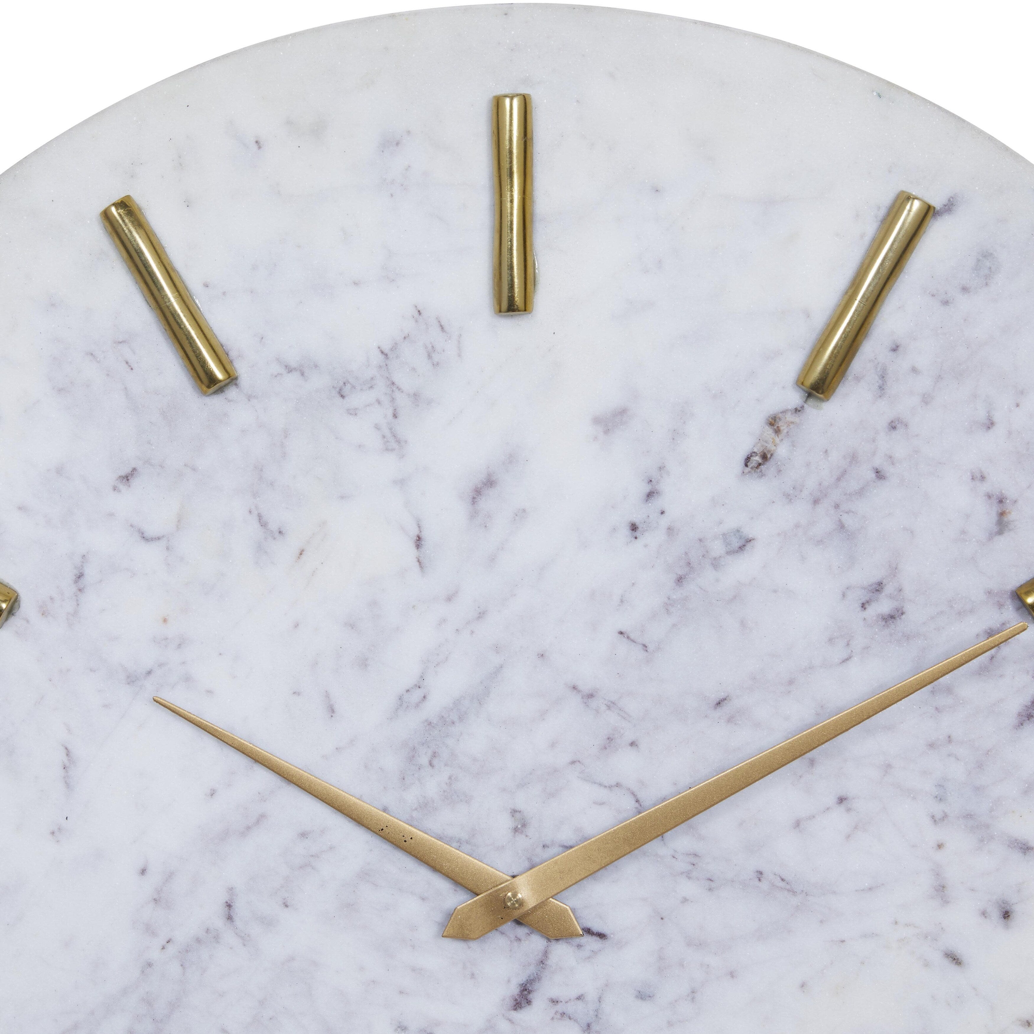 Marble Decorative Wall Clock with Gold Metal Accents - White - CosmoLiving by Cosmopolitan