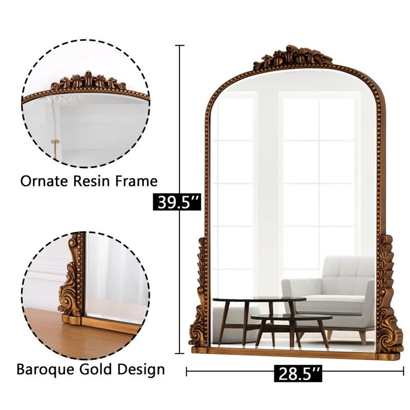 Vintage Baroque Arch Wall Mirror - 39.4×28.3