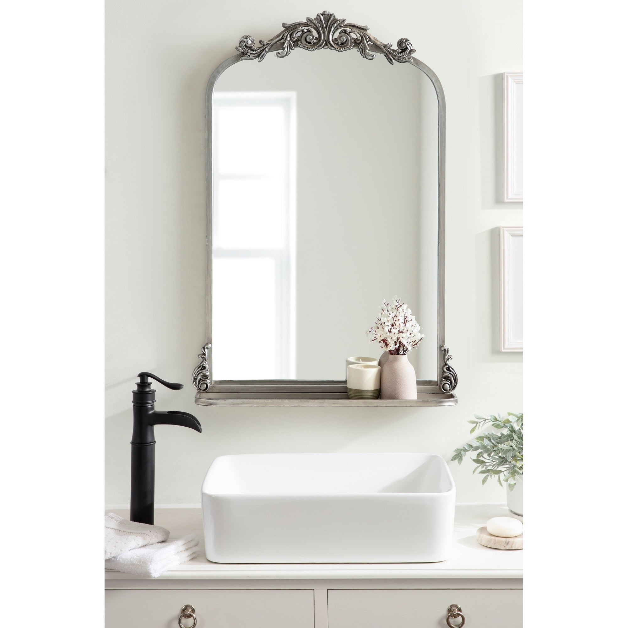 Kate and Laurel Arendahl Traditional Arch Mirror with Shelf