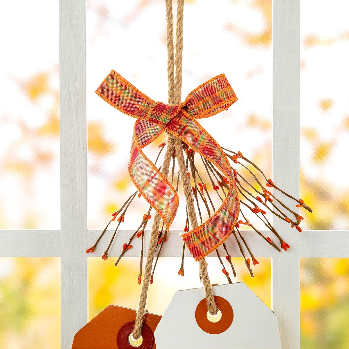 Glitzhome 24H Hello Fall or Give Thanks Welcome Fall Wooden Door Hanger Thanksgiving Decor