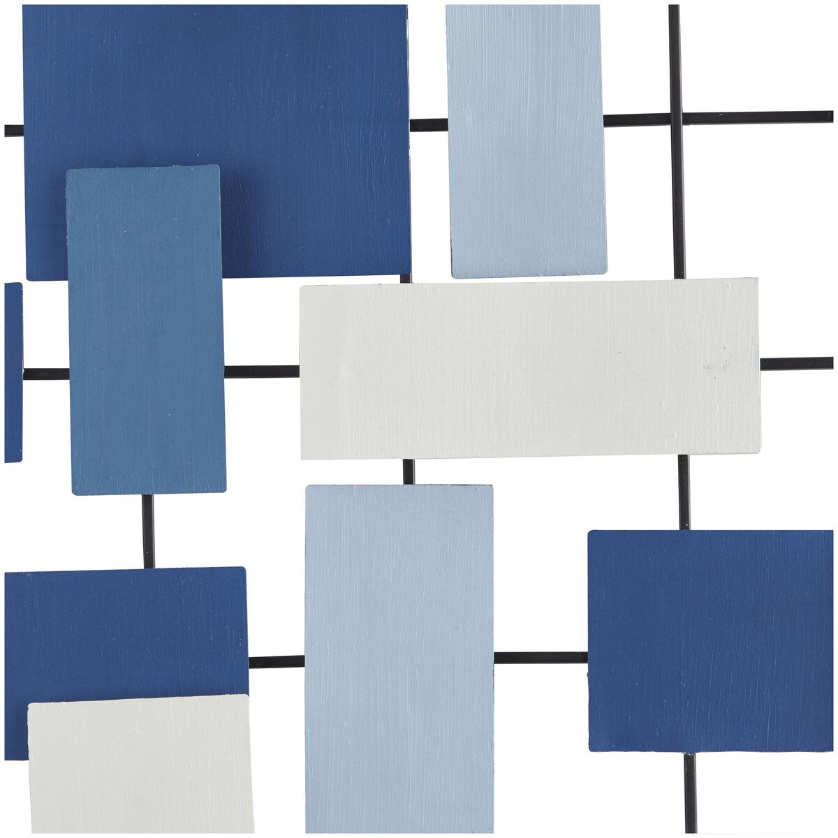 Metal Geometric Overlapping Various Shapes Home Wall Decor - Blue - CosmoLiving by Cosmopolitan