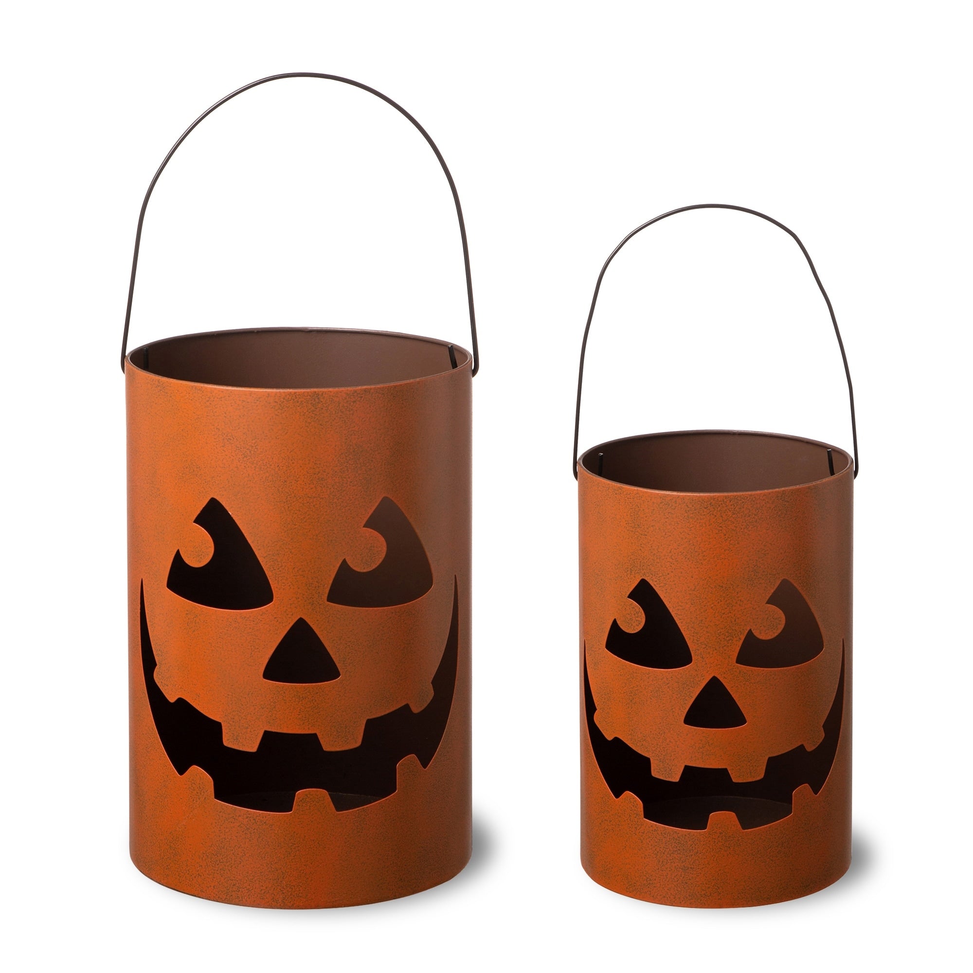 Glitzhome Set of 2 Halloween Metal Bucket Lanterns