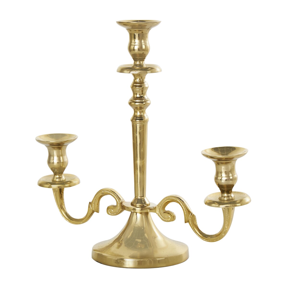 Aluminum Metal Scrolled Candelabra - Gold or Silver - The Novogratz