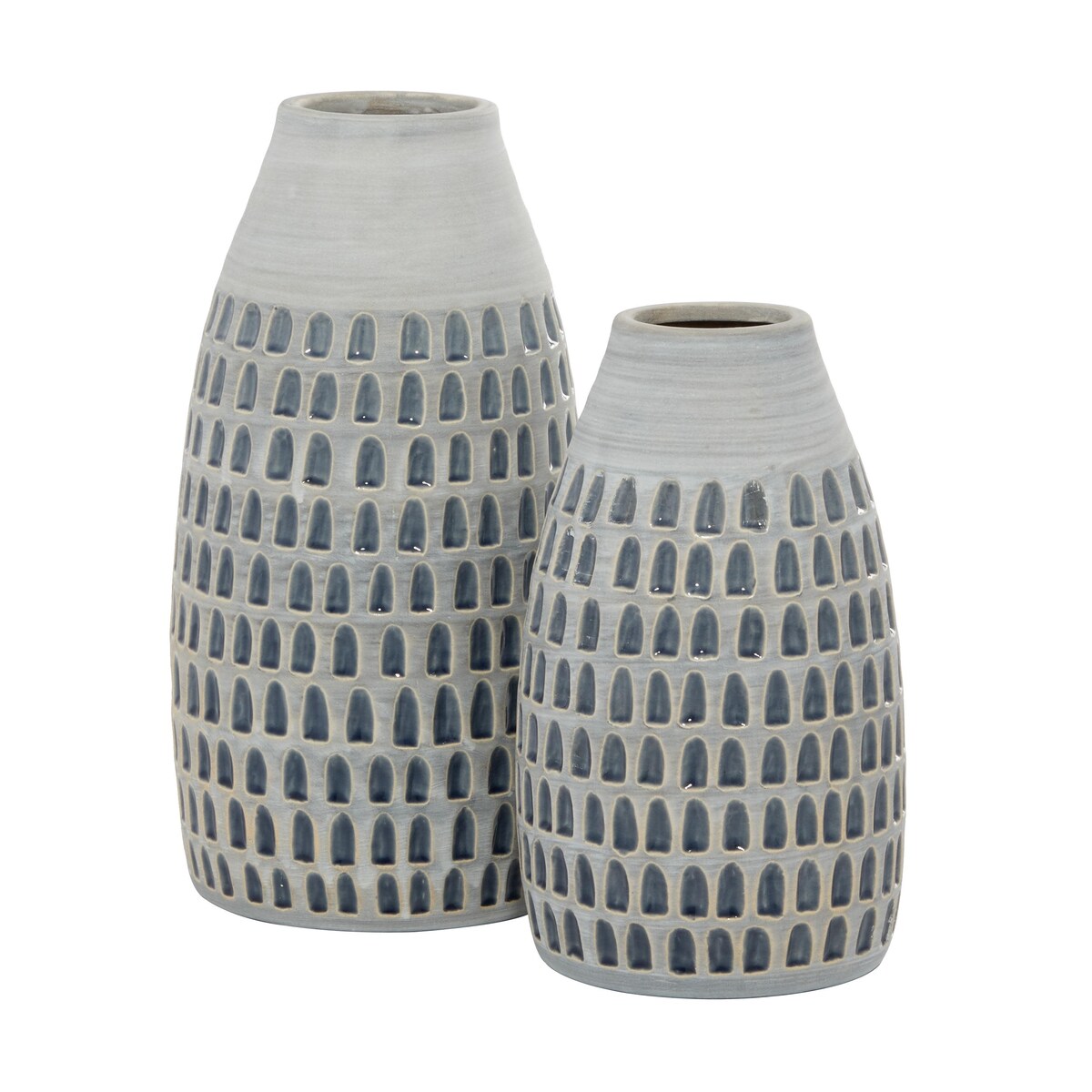 Ceramic Handmade Decorative Vase - Set of 2 Gray - Roche River Decor