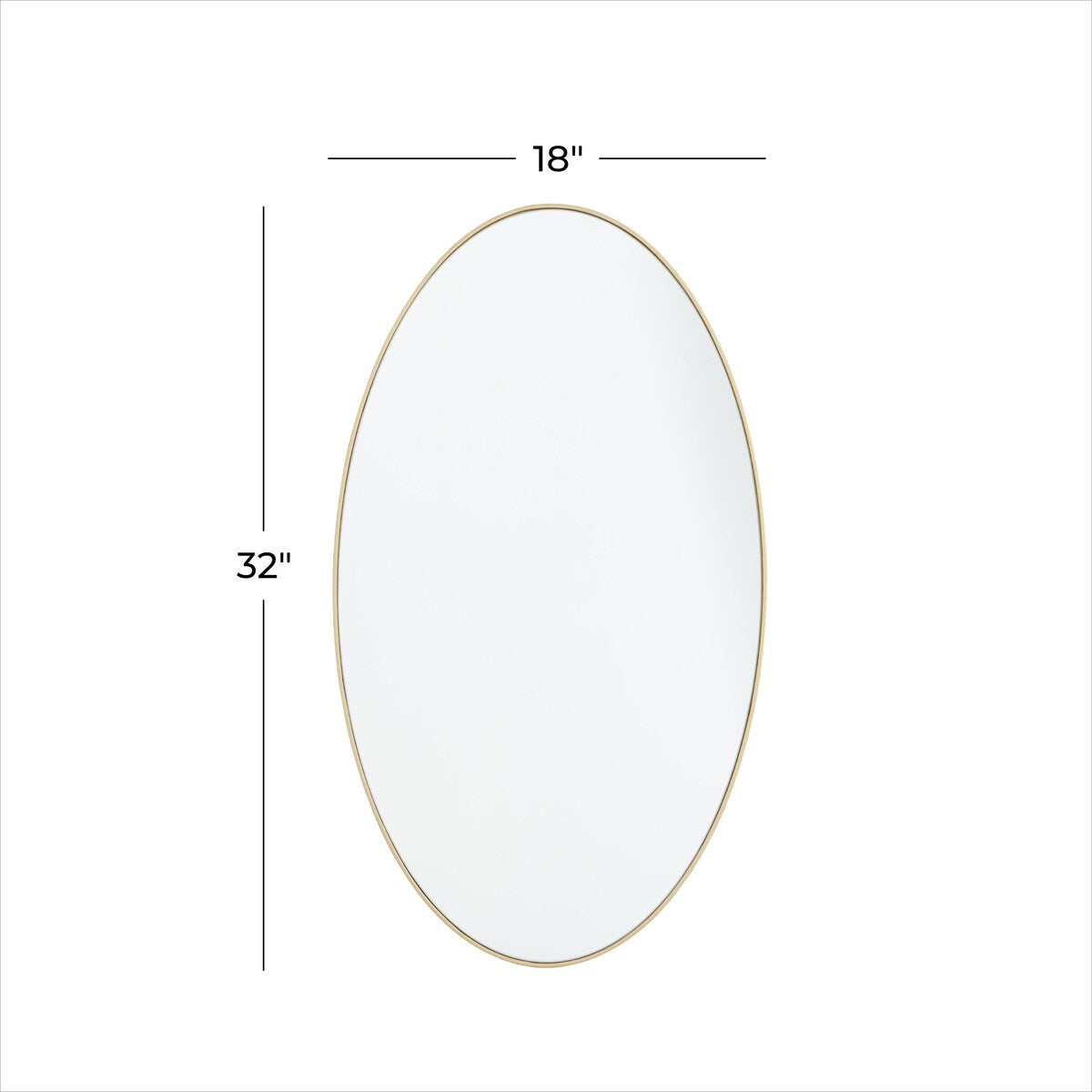 Wood Oval Room Wall Mirror with Thin Minimalistic Frame - Black, Gold or White - Roche River Decor