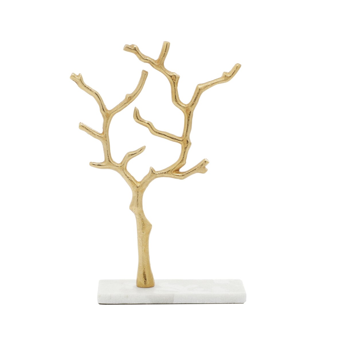 Marble Tree Jewelry Stand with Rectangular Base - Gold or Silver - CosmoLiving by Cosmopolitan