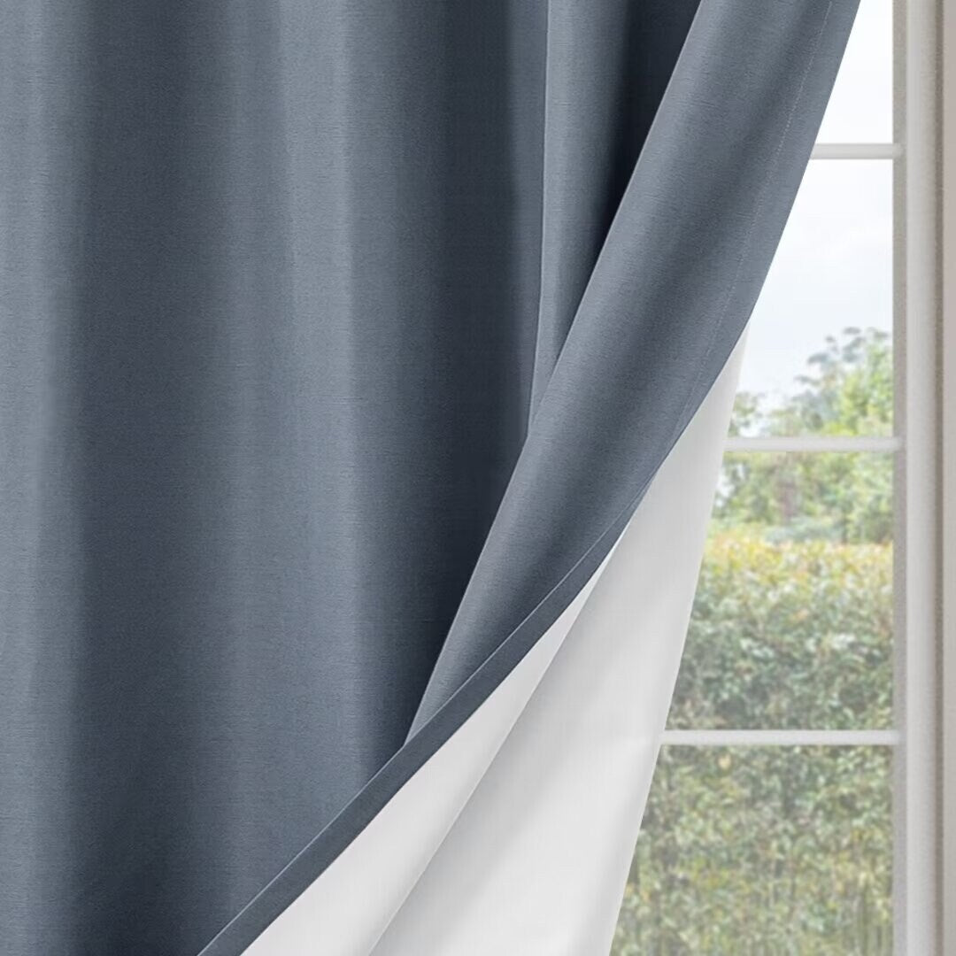 Blackout Brushed Textured Grommet Curtain Pair(2 Panels)