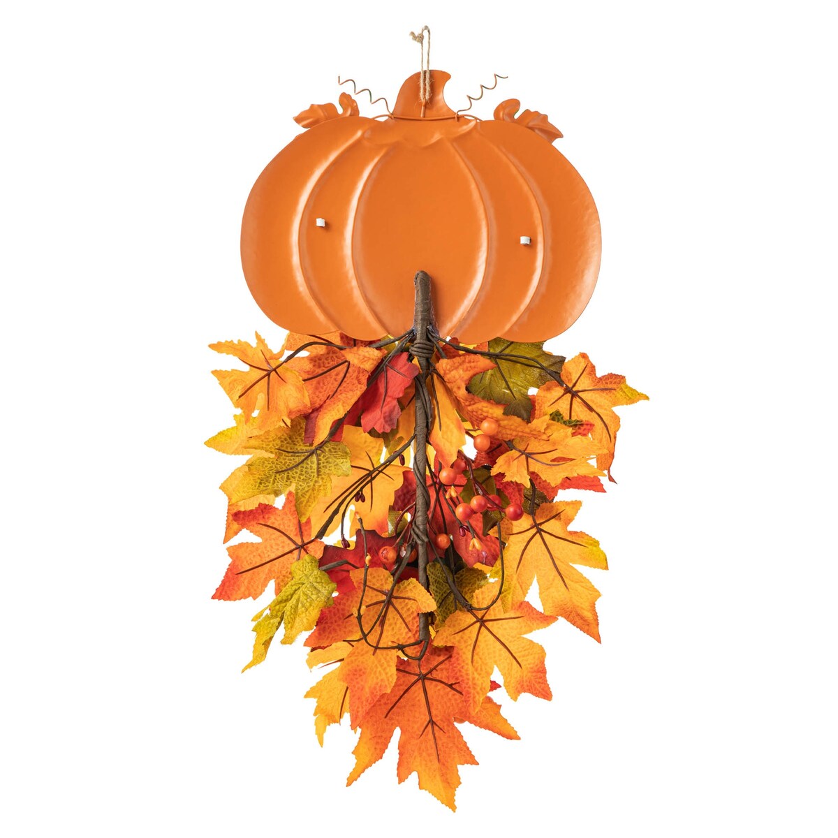 Glitzhome 22.5H Fall Metal Welcome Pumpkin & Sunflower Swag Thanksgiving Wall Decor