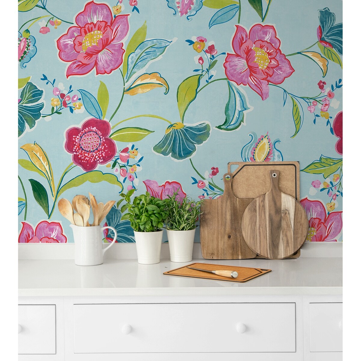 NextWall Painterly Floral Peel and Stick Wallpaper