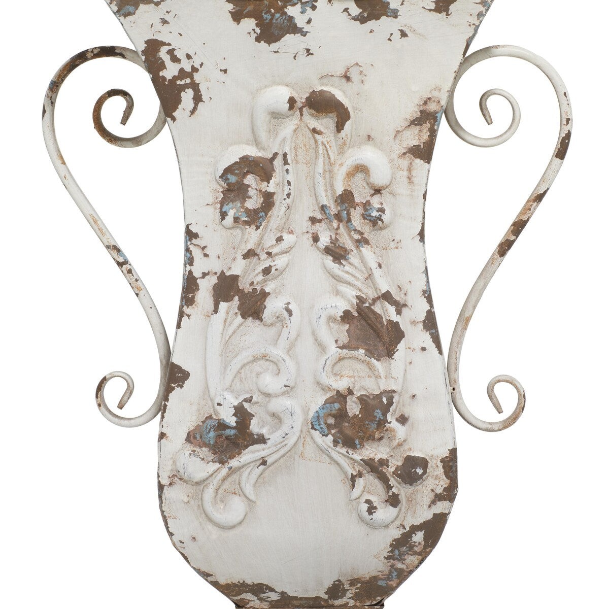 Metal Distressed Decorative Vase - White or Beige - Roche River Decor