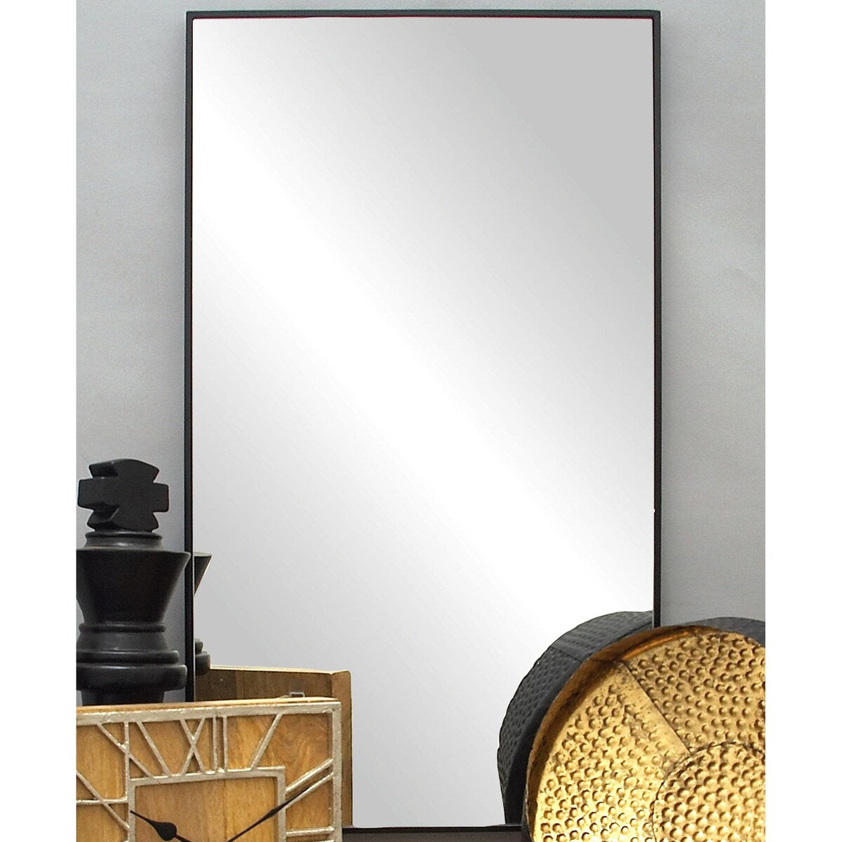 Wood Room Wall Mirror with Thin Minimalistic Frame - Black, White or Gold - Roche River Decor