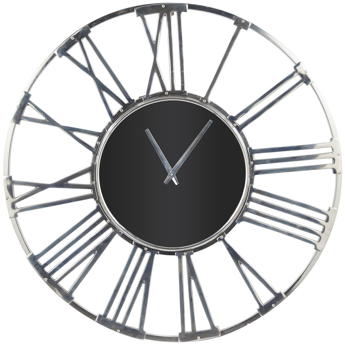 Aluminum Metal Geometric Open Frame Decorative Wall Clock with Glass Center - Silver or Gold - Roche River Decor