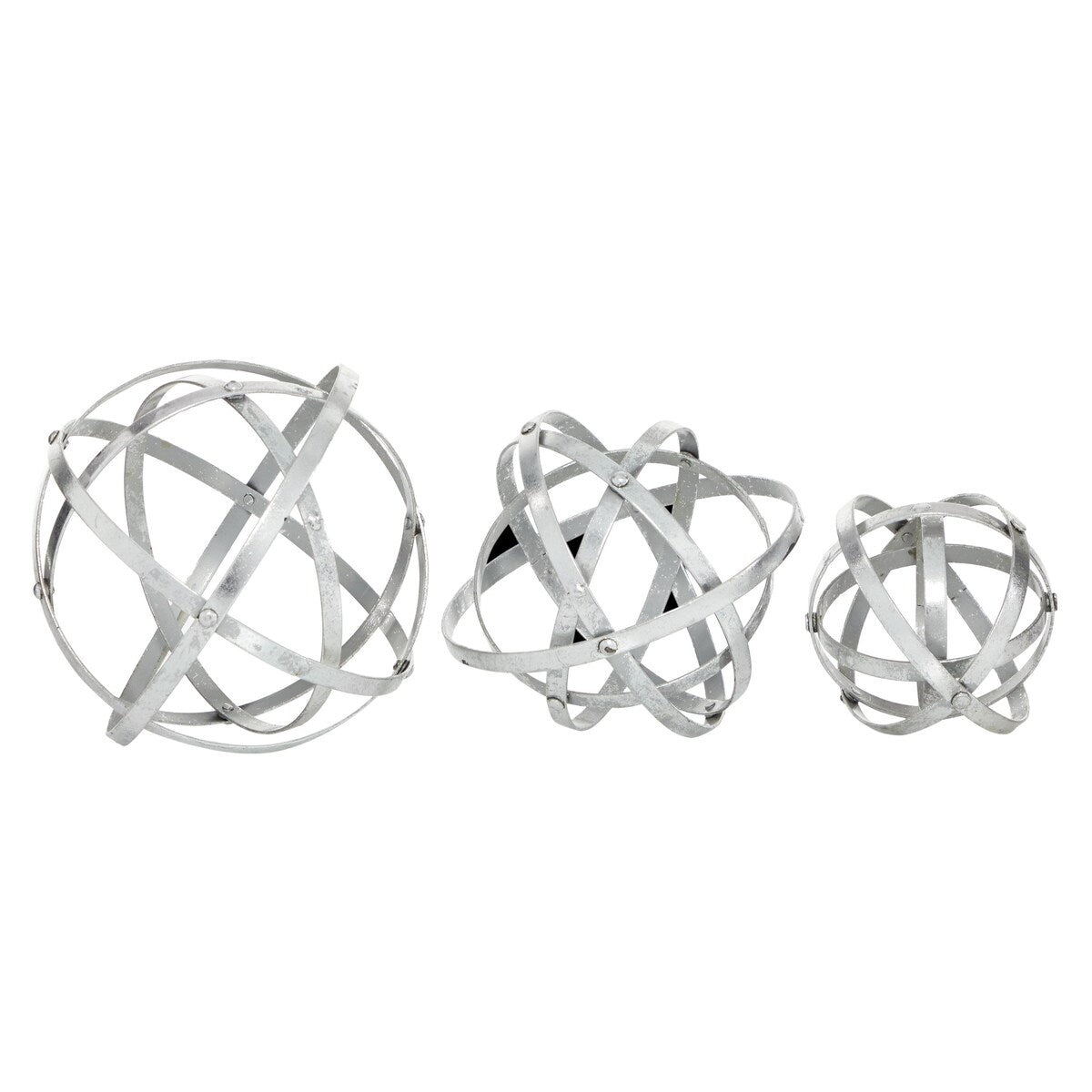 Metal Geometric Decorative Sculpture - Set of 3 Silver - Roche River Decor