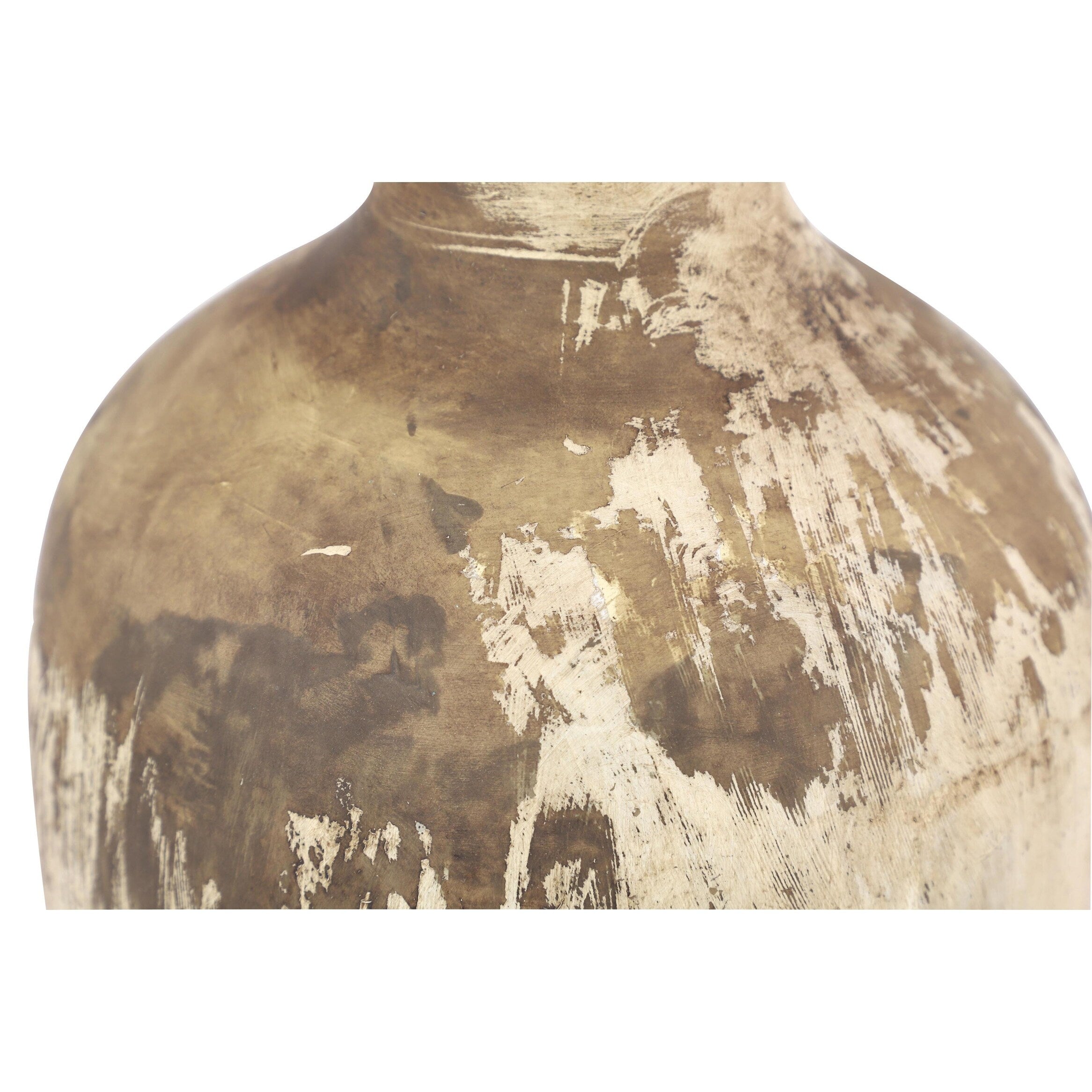 Ceramic Handmade Distressed Decorative Vase - Beige - Roche River Decor