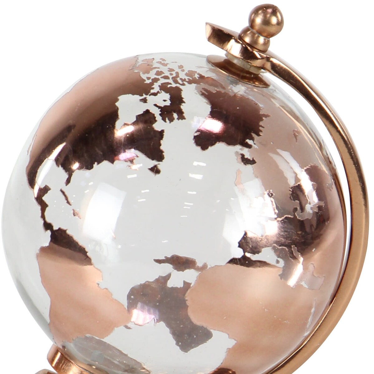 Aluminum Metal Globe with Tiered Base - Copper, Gold or Silver - Roche River Decor