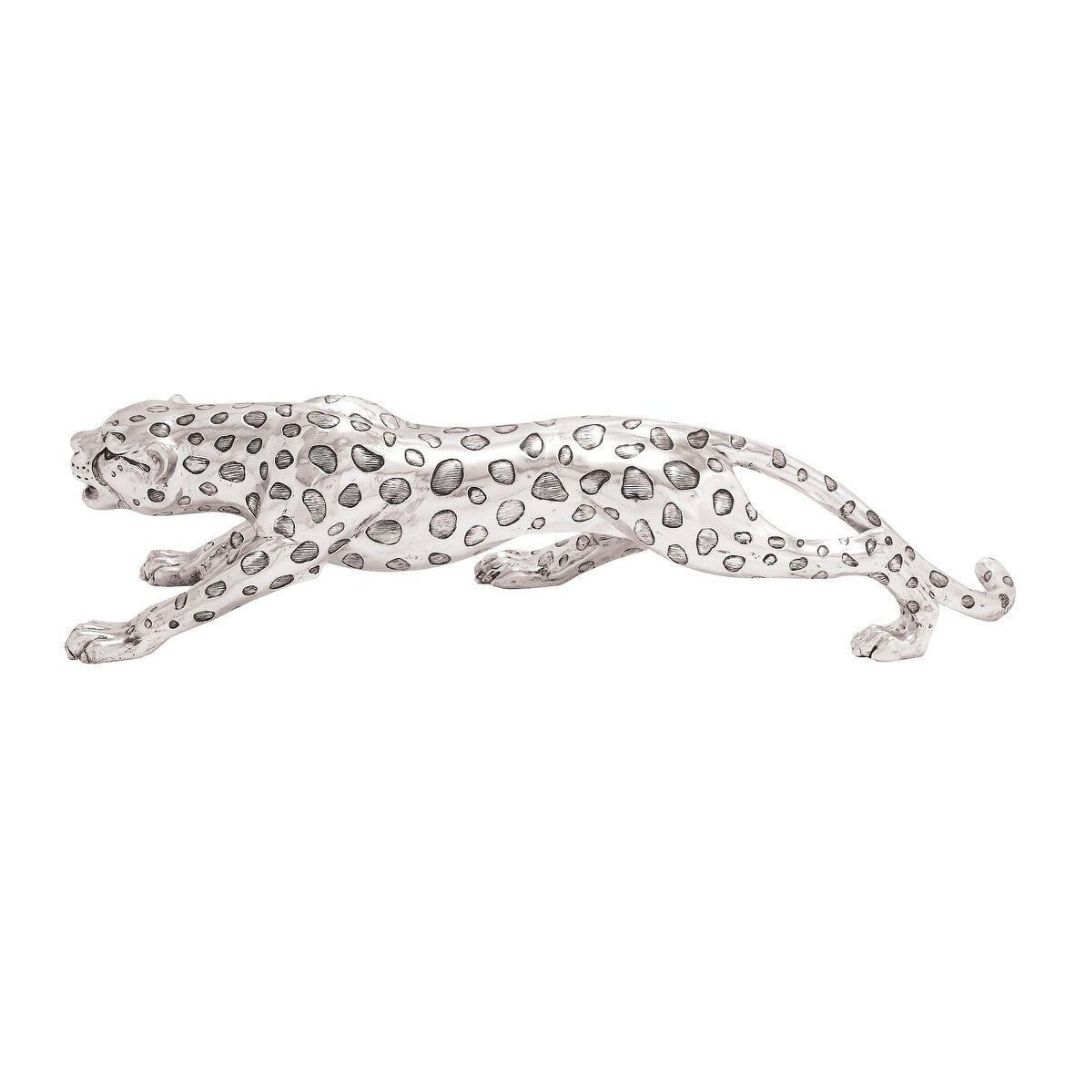 Polystone Leopard Decorative Sculpture - Silver - Roche River Decor