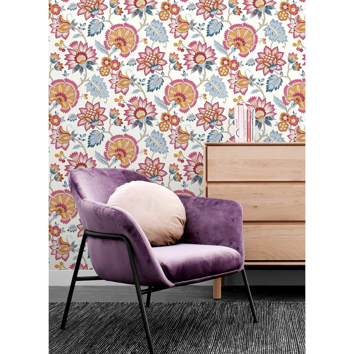 NextWall Jacobean Blossom Floral Peel and Stick Wallpaper