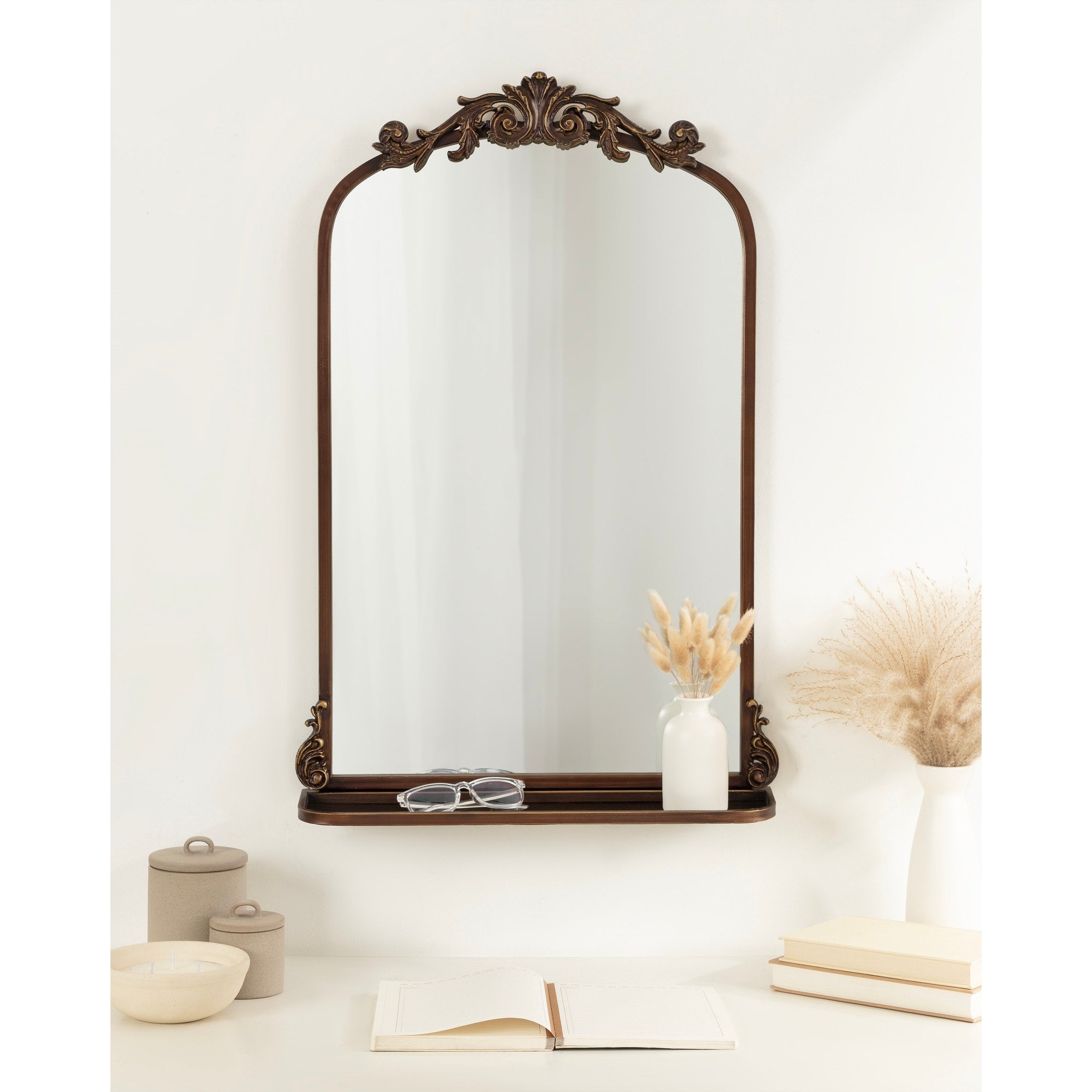 Kate and Laurel Arendahl Traditional Arch Mirror with Shelf