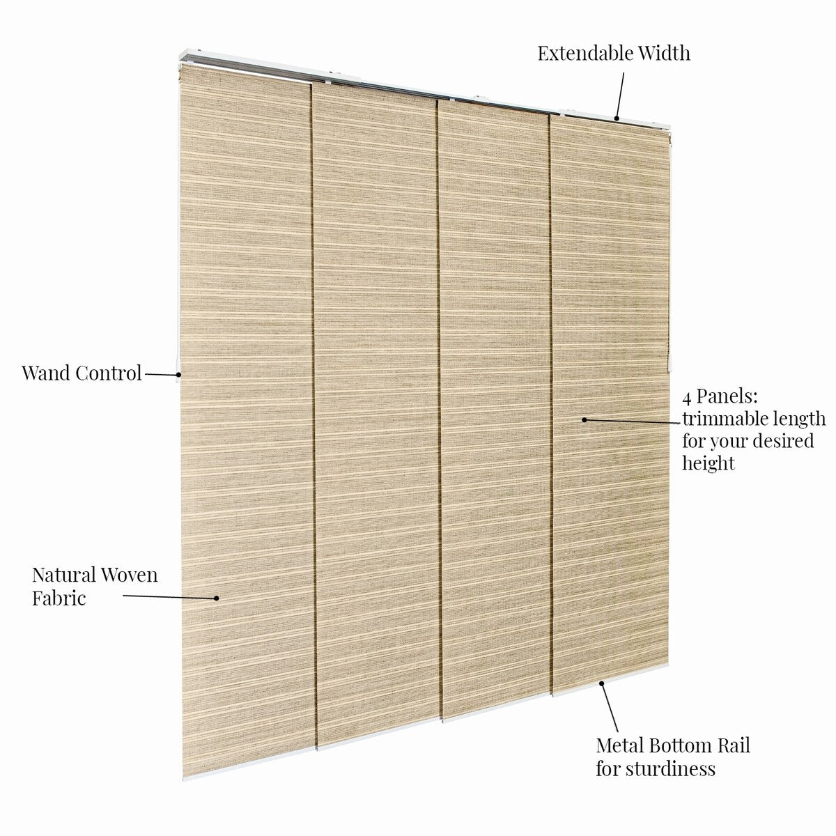 CHICOLOGY Adjustable Sliding Panels, 4-Rail Track, Vertical Blinds, Pation Door Curtain, Room Divider