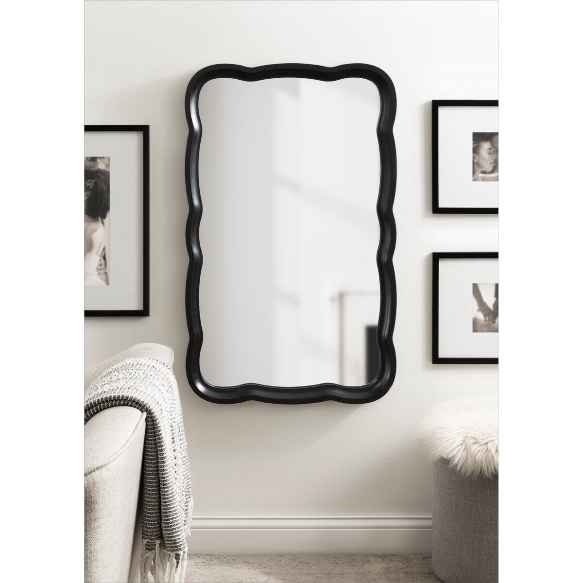 Kate and Laurel Hatherleigh Scallop Wood Wall Mirror