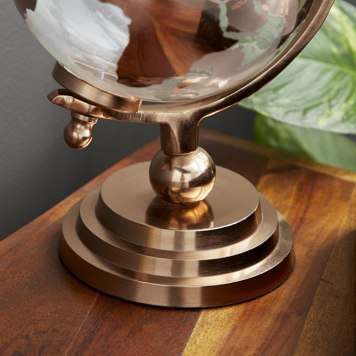 Aluminum Metal Globe with Tiered Base - Copper, Gold or Silver - Roche River Decor