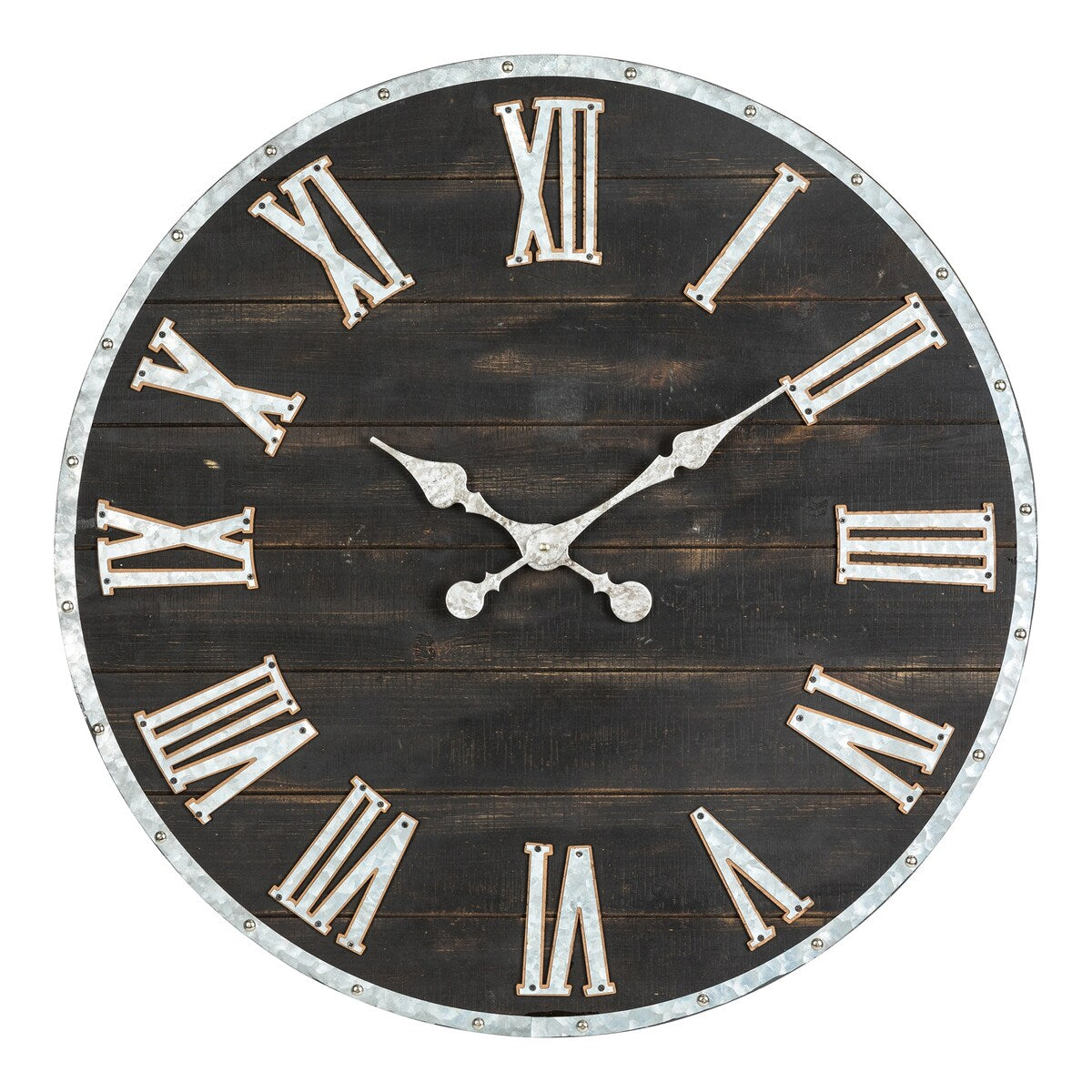 Glitzhome 28-inch Oversized Farmhouse Wooden and Galvanized Wall Clock