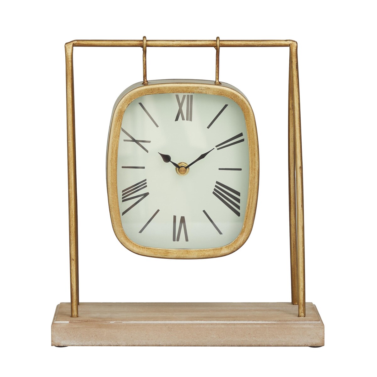 Wood Pendulum Decorative Clock with Wood Base - Gold - Roche River Decor