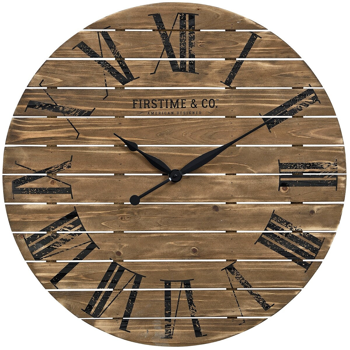 FirsTime & Co. Farmhouse Shiplap Wall Clock, American Crafted, White, Wood, 29 x 2 x 29 in