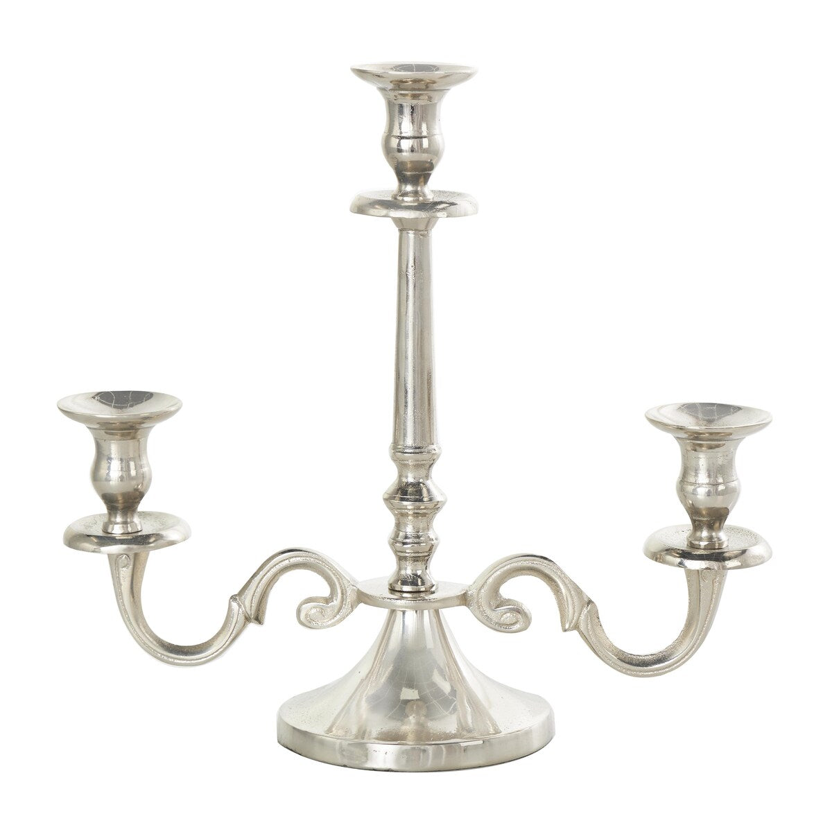 Aluminum Metal Scrolled Candelabra - Gold or Silver - The Novogratz