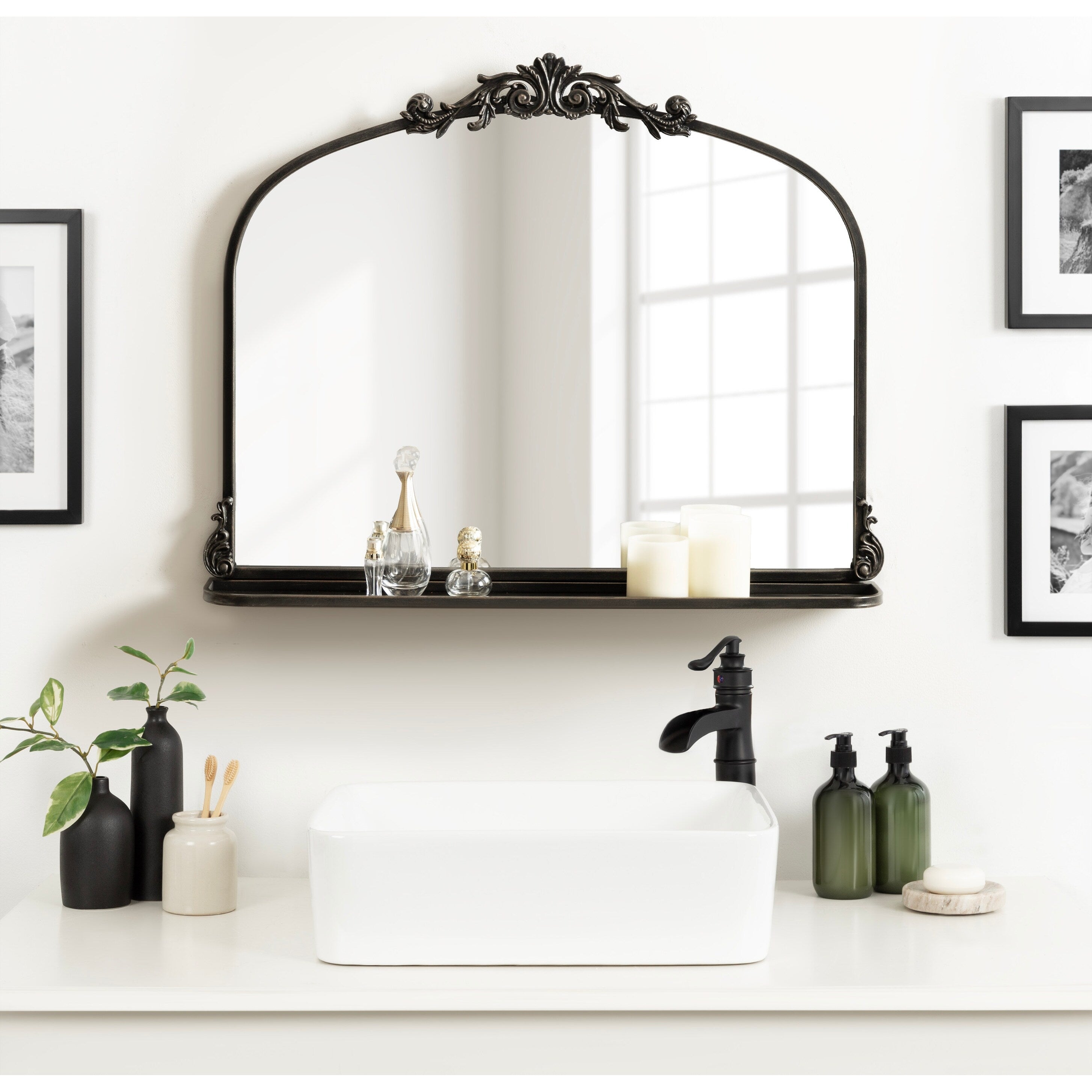 Kate and Laurel Arendahl Traditional Arch Mirror with Shelf