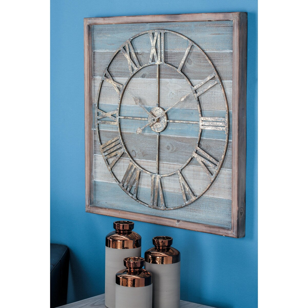 Metal Decorative Wall Clock - Brown - Roche River Decor