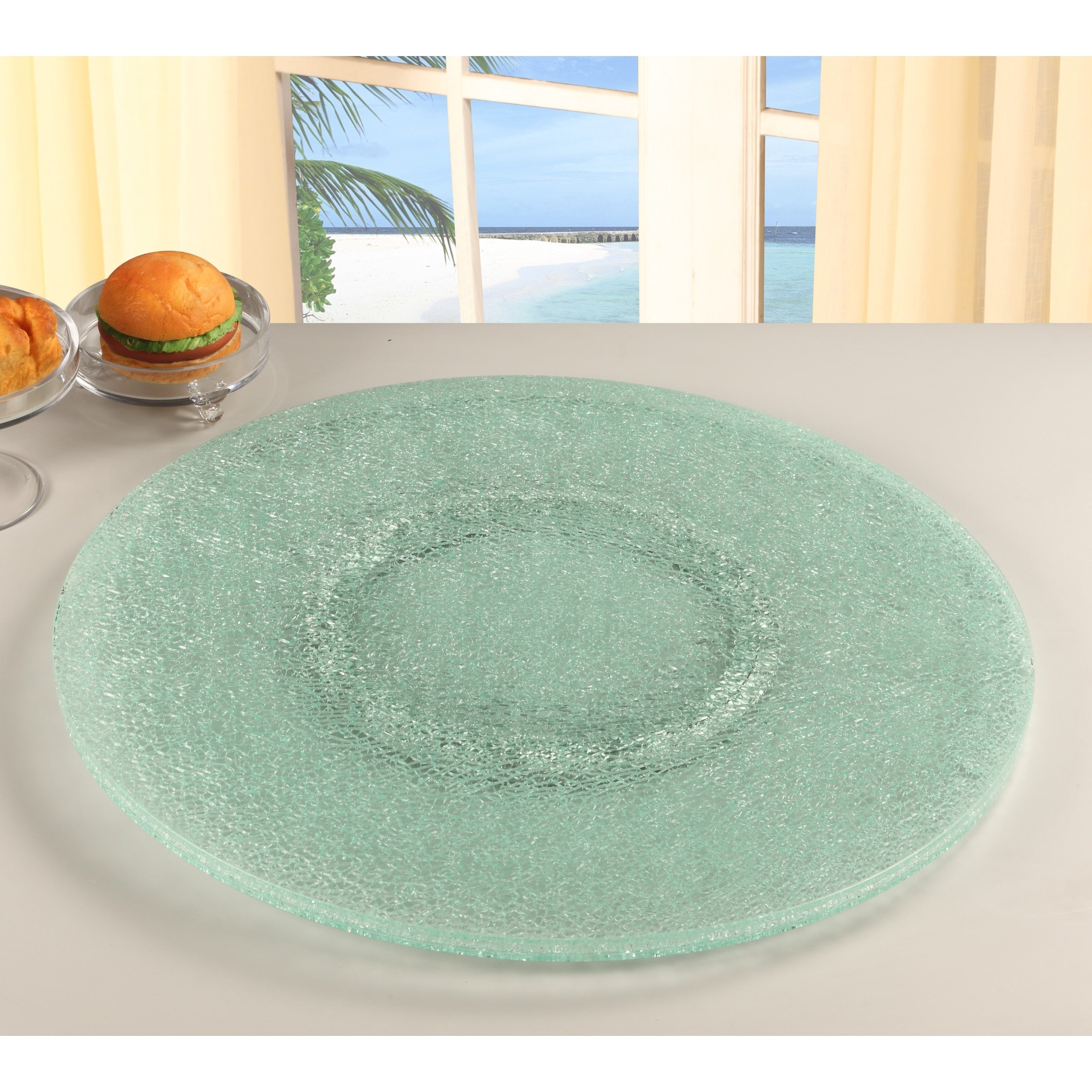 Somette Sandwich Glass 24-inch Lazy Susan - 24 round