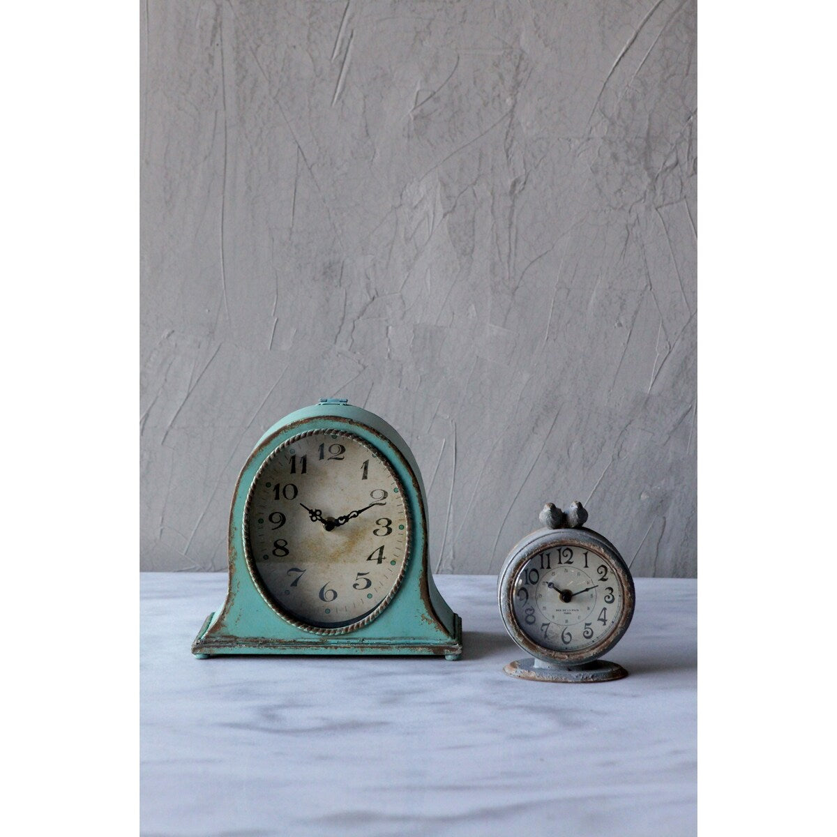 Pewter Mantel Clock with Birds