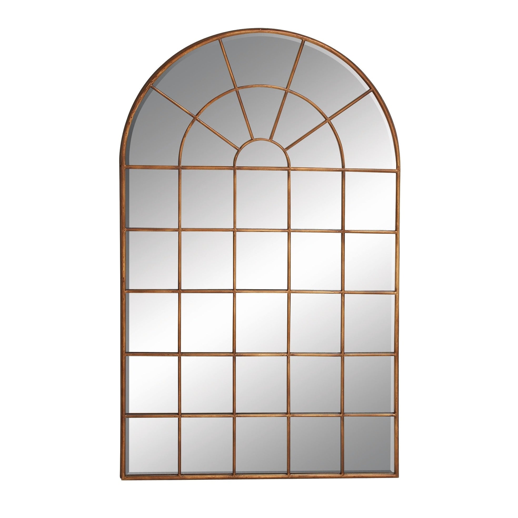 Metal Window Pane Inspired Grid Room Wall Mirror - Copper, Brown, Black - Roche River Decor