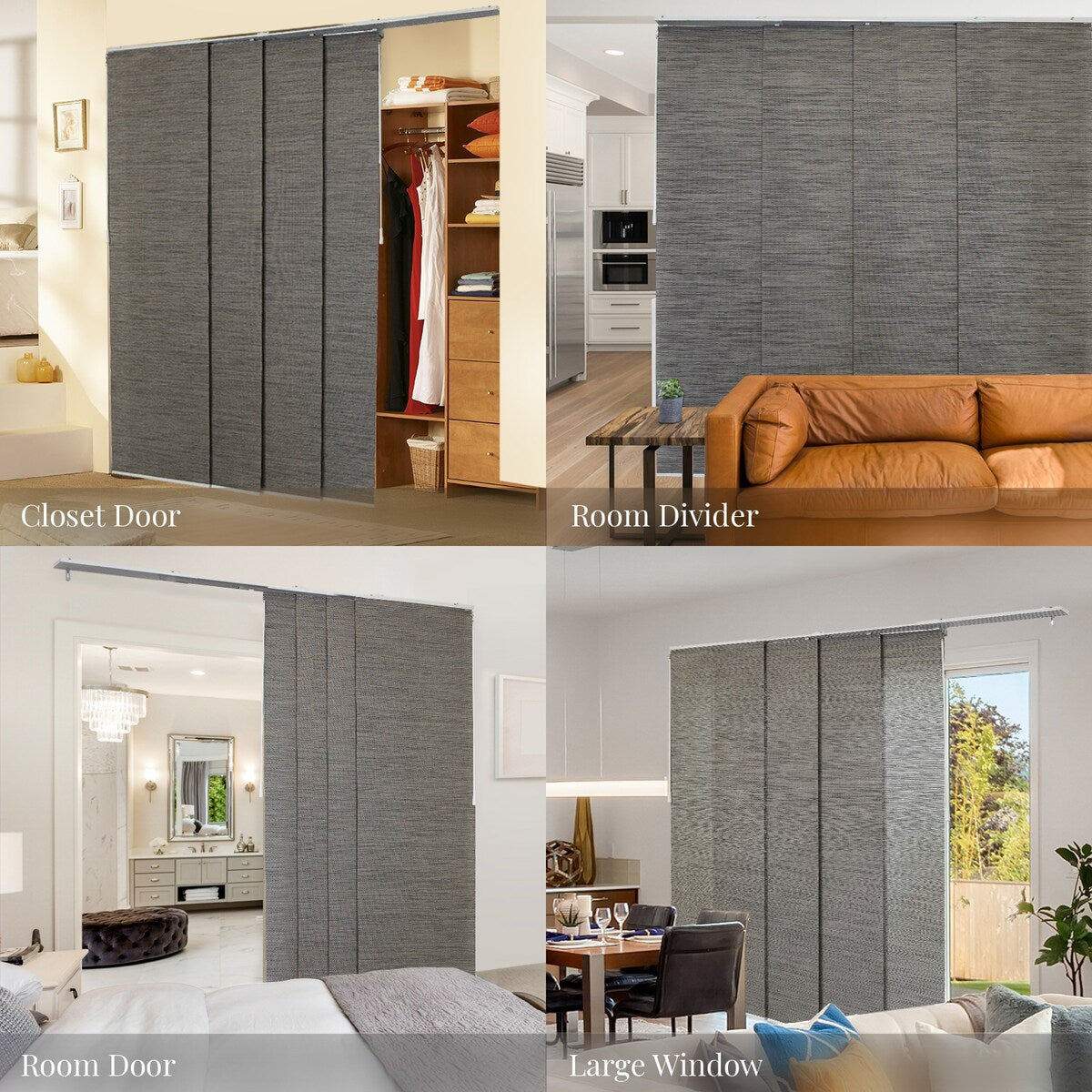 CHICOLOGY Adjustable Sliding Panels, 4-Rail Track, Vertical Blinds, Pation Door Curtain, Room Divider