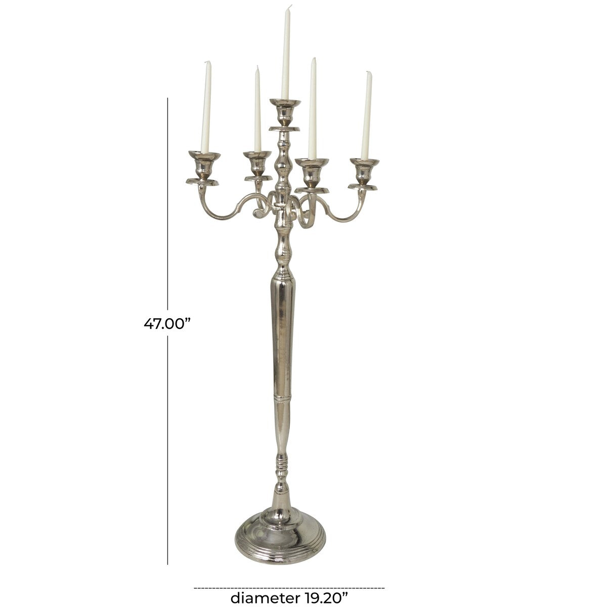 Aluminum Metal Tall Floor 5 Candle Candelabra - Gold or Silver - Roche River Decor