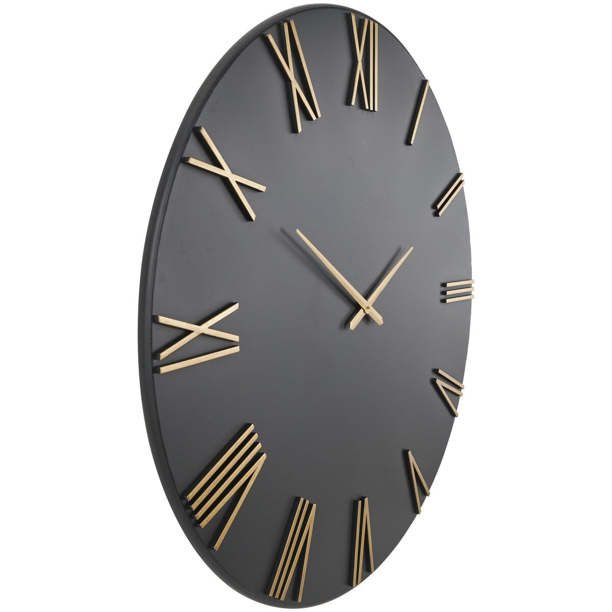 Metal Decorative Wall Clock with Gold Hands and Numbers - Black or White - Roche River Decor