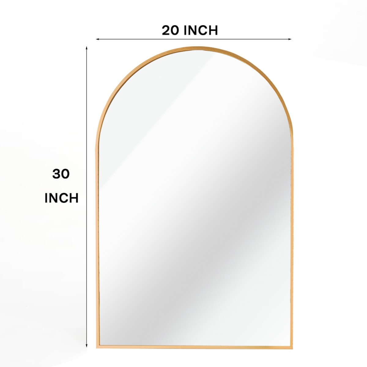 Modern Arched-Top Wall Mirror, Metal Framed Wall Mount Bathroom HD Vanity Mirror