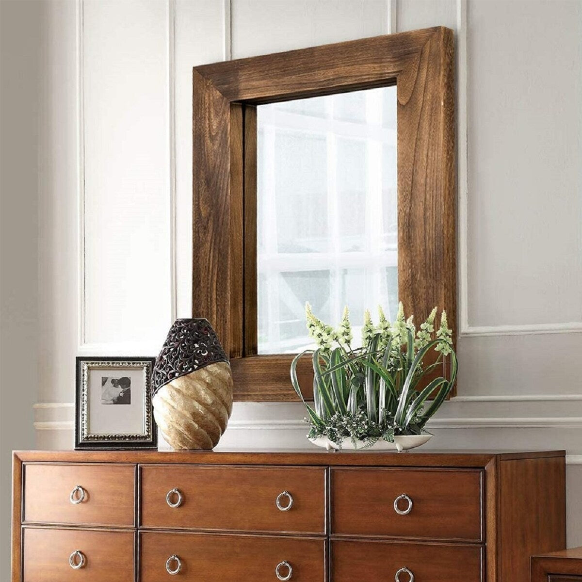 Farmhouse Wooden Framed Bathroom Vanity Wall Mirror