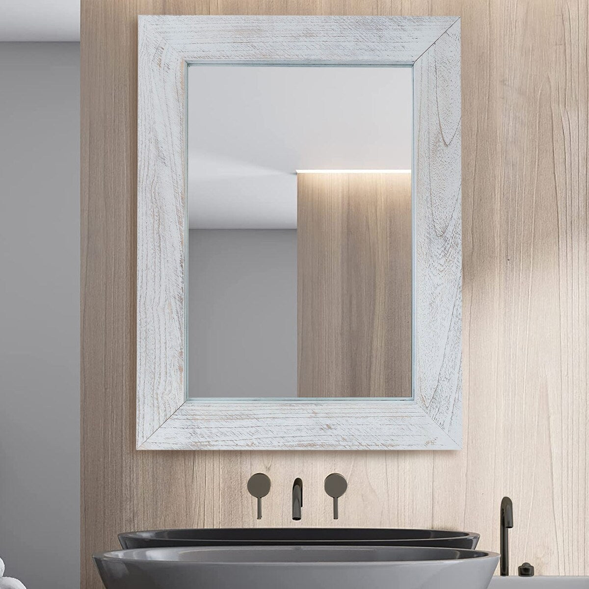 Farmhouse Wooden Framed Bathroom Vanity Wall Mirror