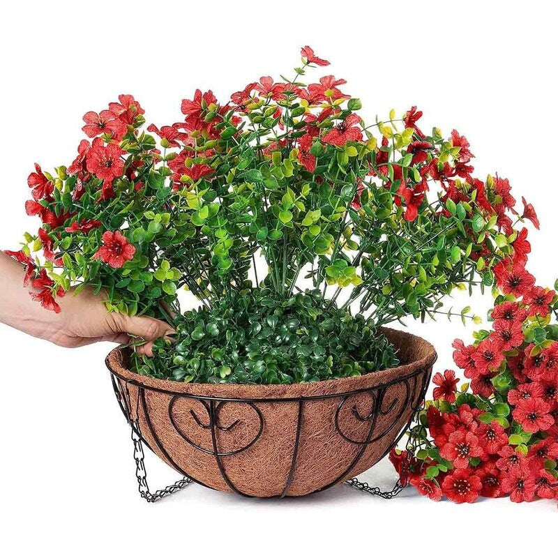 Artificial Fake Hanging Plants Flowers with Basket Outdoor Decor Faux Silk Daisy Flower Arrangements in Pot Planter