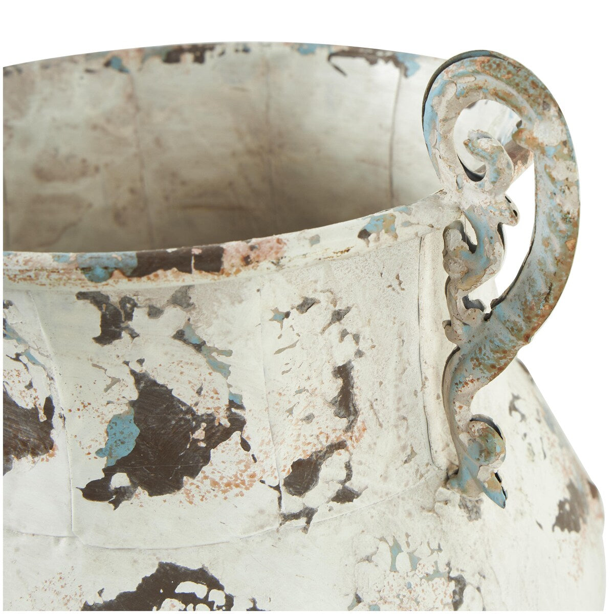 Metal Distressed Decorative Vase - White or Beige - Roche River Decor